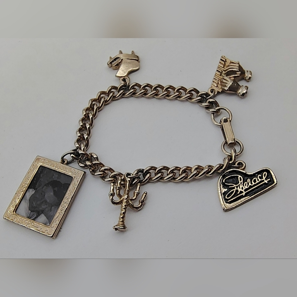 Liberace Vintage Silver Tone Charm Bracelet w/ Charms - Picture 5 of 16